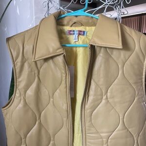Urban Outfitters Quilted Beige Leather Vest